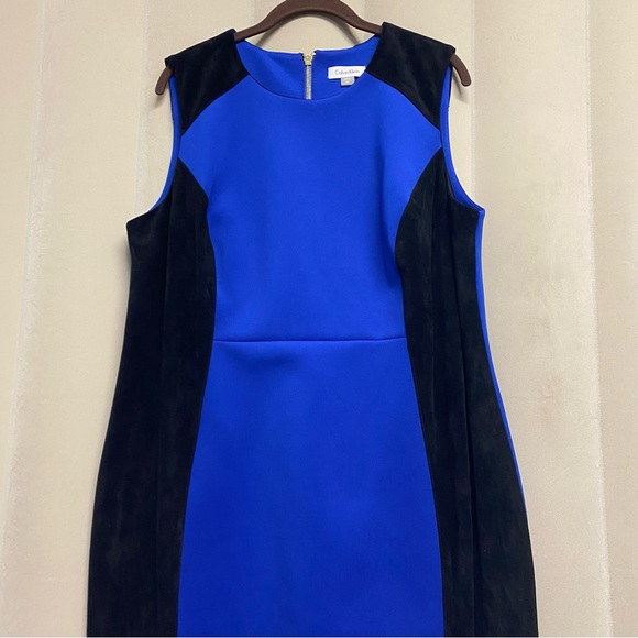 Calvin Klein Women’s Dress Size 16W Shift Faux Suede Colorblock Feminine NWT - Picture 2 of 14